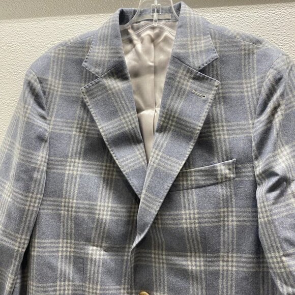NEW GEN TEAL Men’s Plaid Check Sport Coat Size 38 Regular Cornflower Blue - Picture 10 of 11